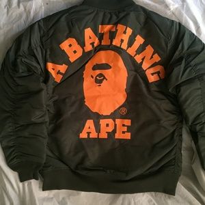 Med Bape Big College Ma-1 Jacket Olive Drab/Yellow